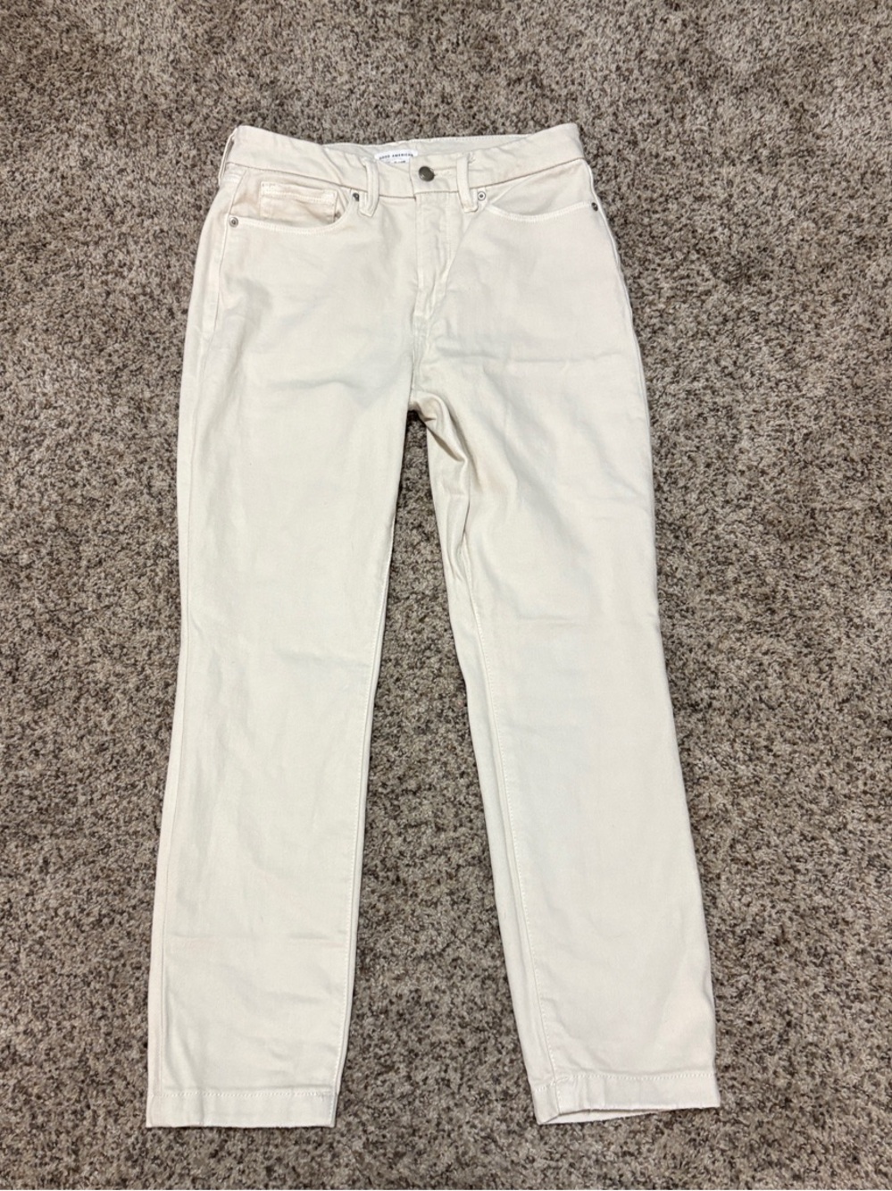Good American Cream Jeans